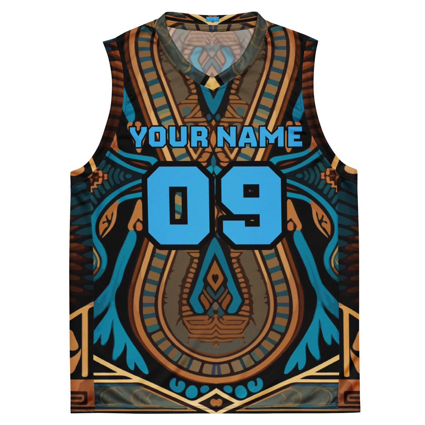 Blue Egyptian Print Custom Basketball Jersey