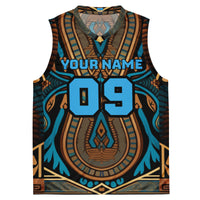 Blue Egyptian Print Custom Basketball Jersey