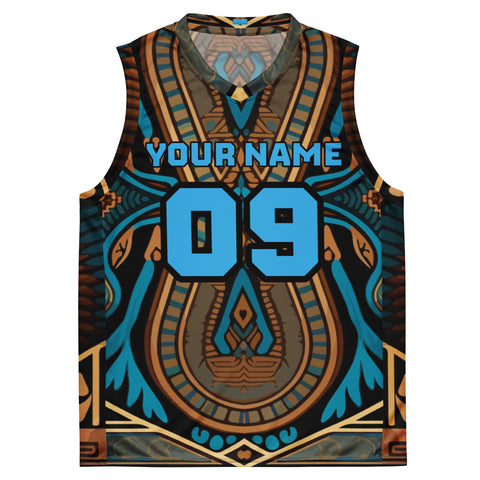 Blue Egyptian Print Custom Basketball Jersey