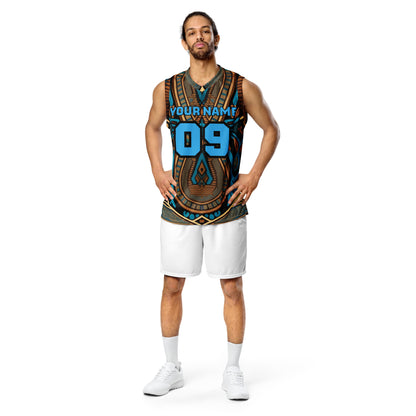 Blue Egyptian Print Custom Basketball Jersey