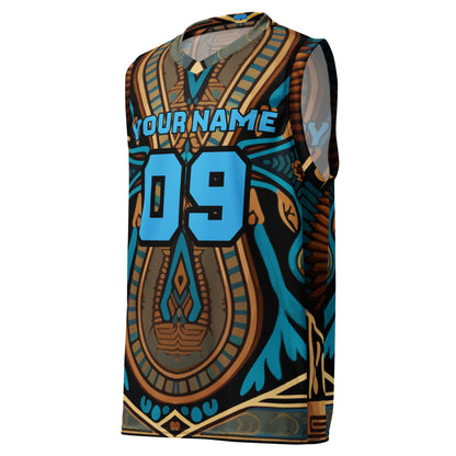 Blue Egyptian Print Custom Basketball Jersey