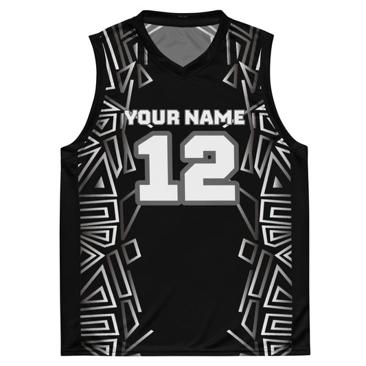 Black Graphic Print Custom Basketball Jersey