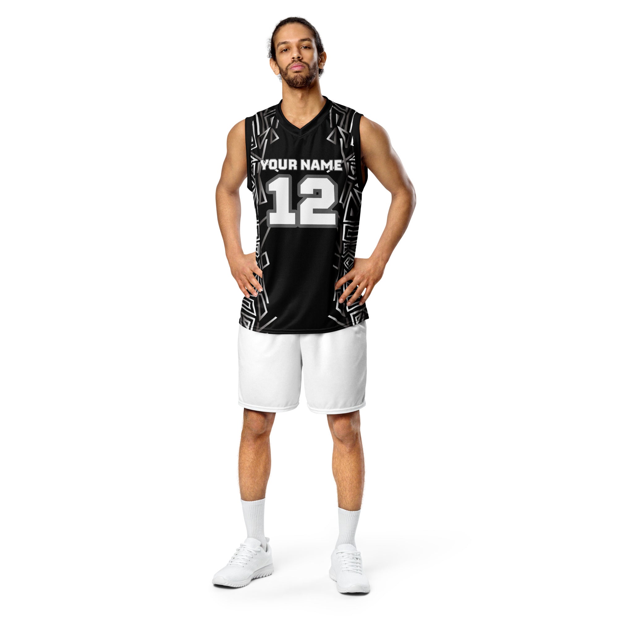 Black Graphic Print Custom Basketball Jersey