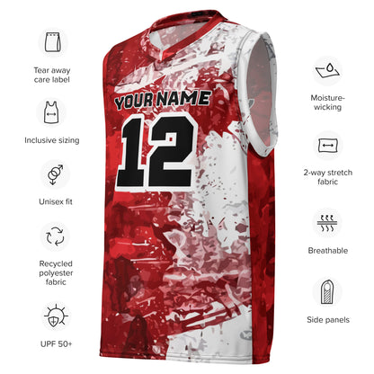 Red and White Custom Basketball Jersey