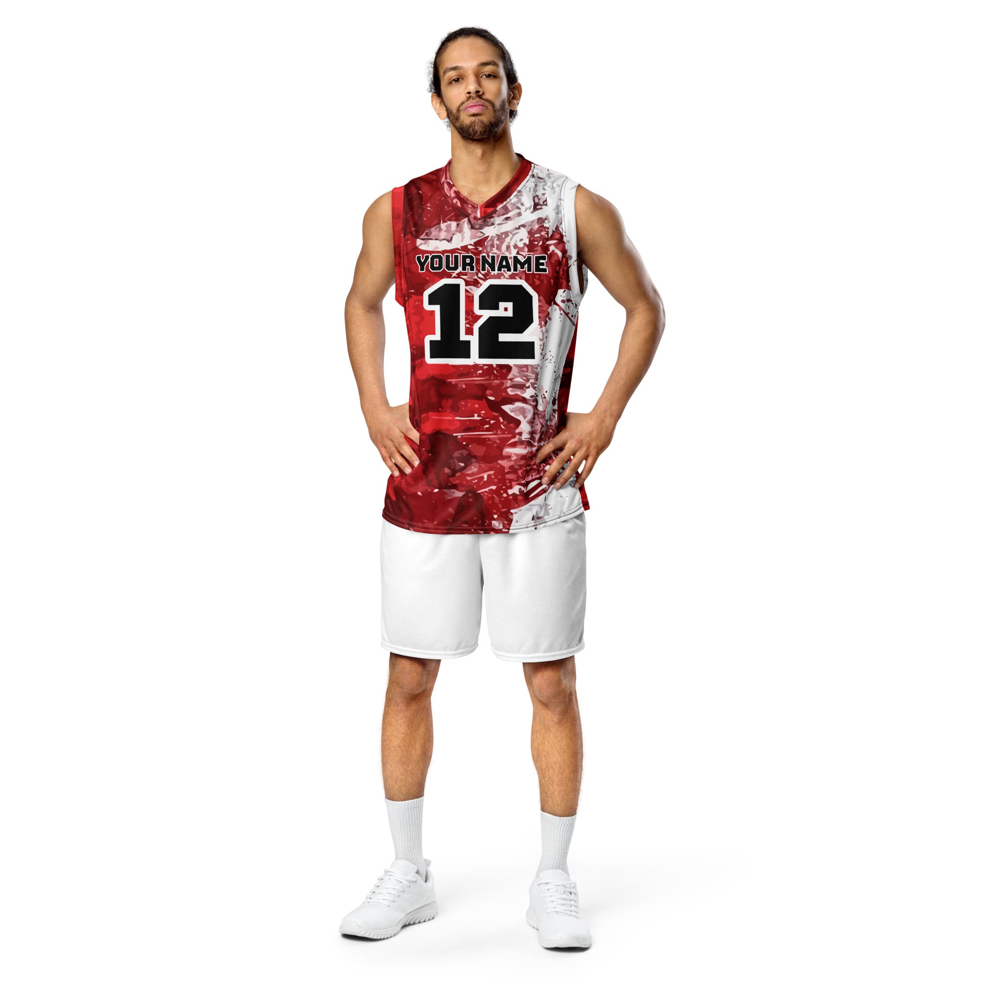 Red and White Custom Basketball Jersey