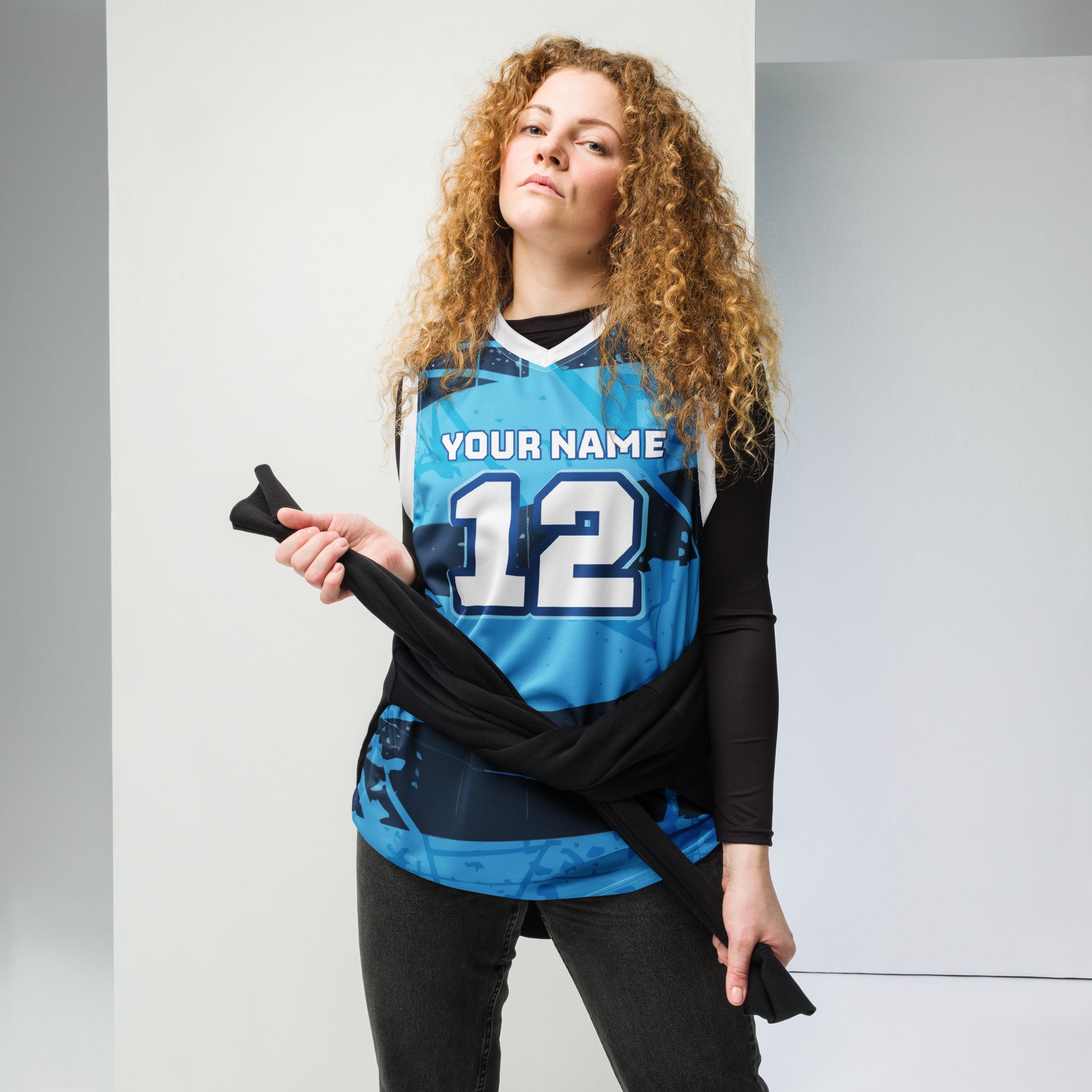 Blue Distressed Custom Basketball Jersey