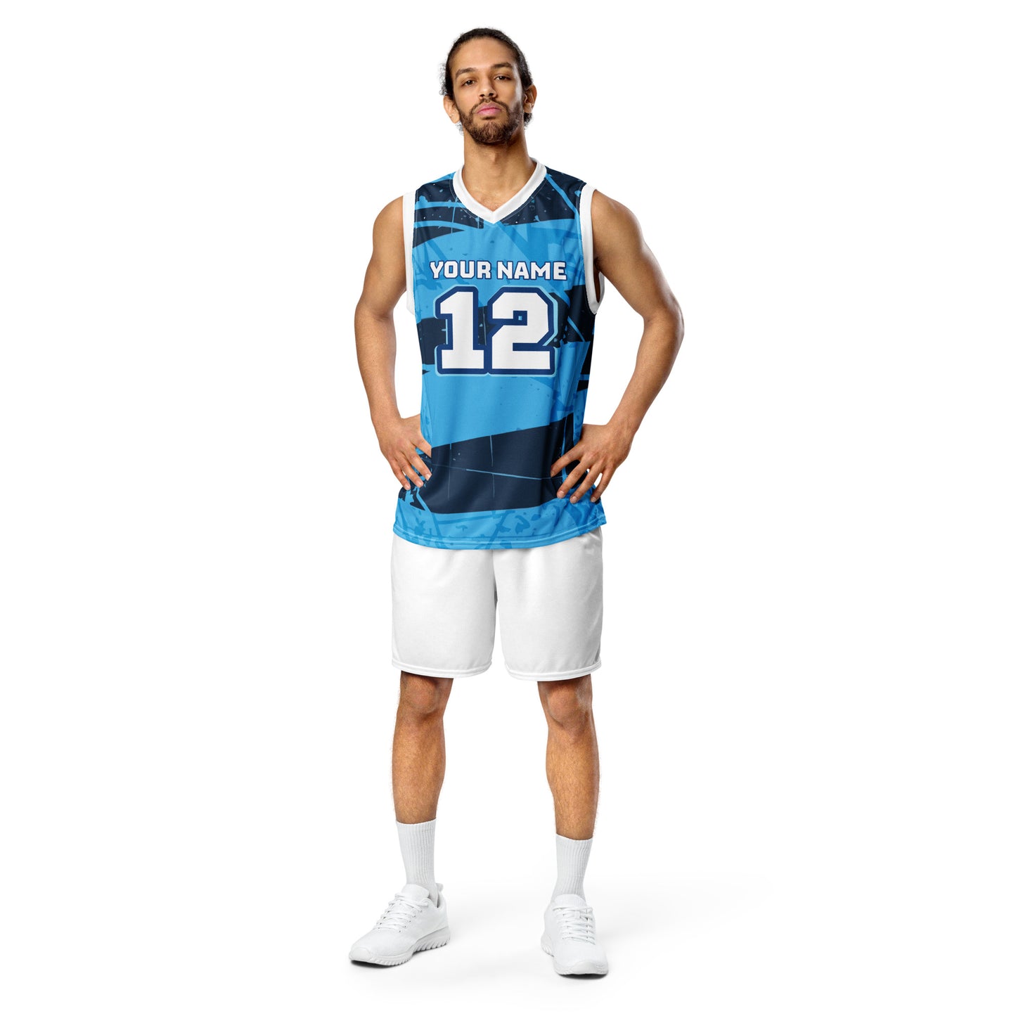 Blue Distressed Custom Basketball Jersey