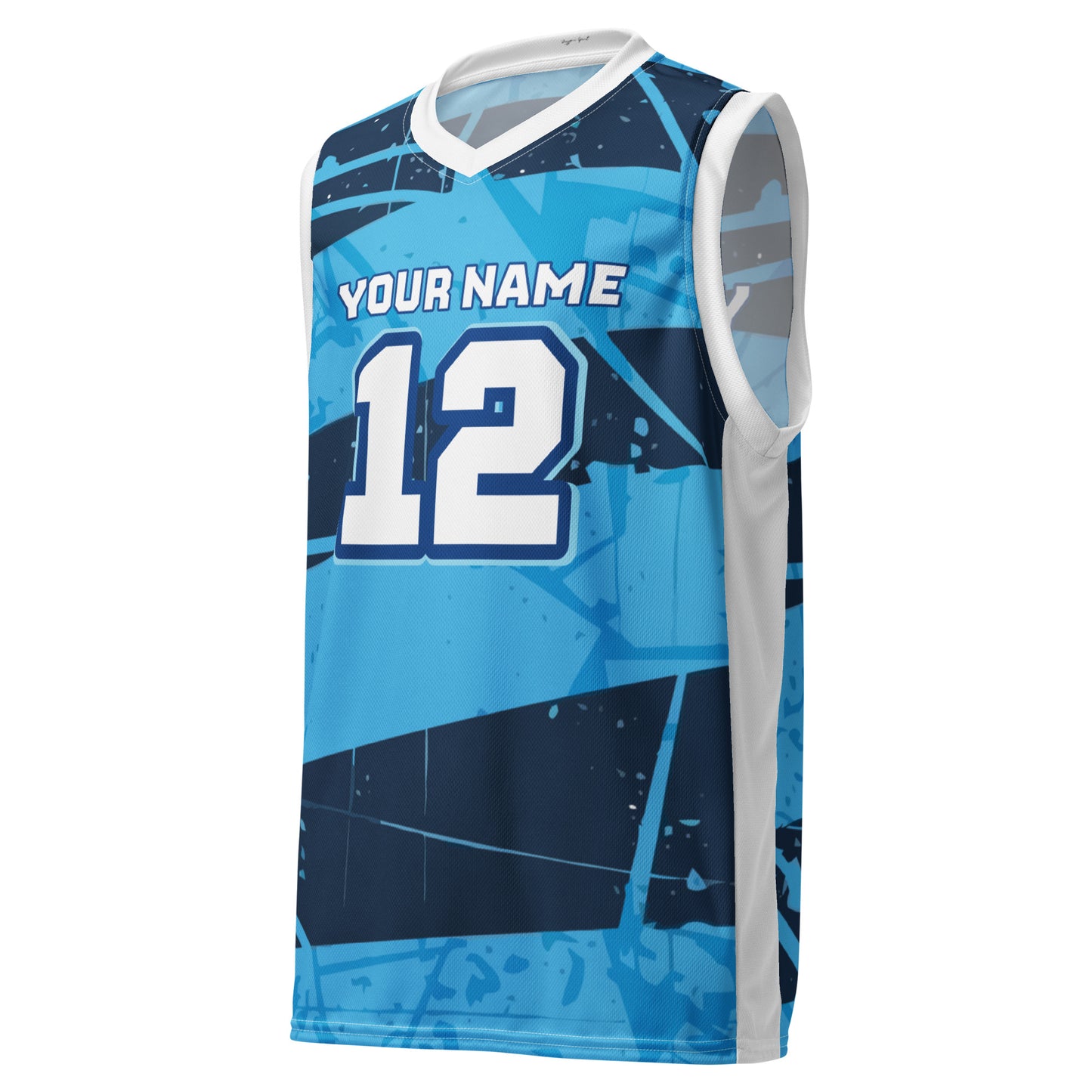 Blue Distressed Custom Basketball Jersey