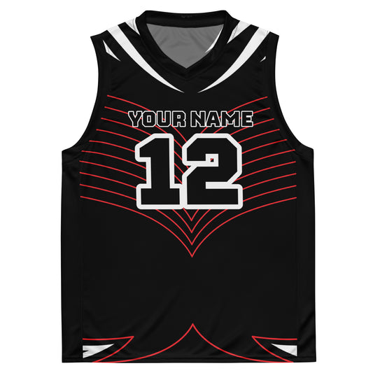 Black and White Colored Print Custom Basketball Jersey