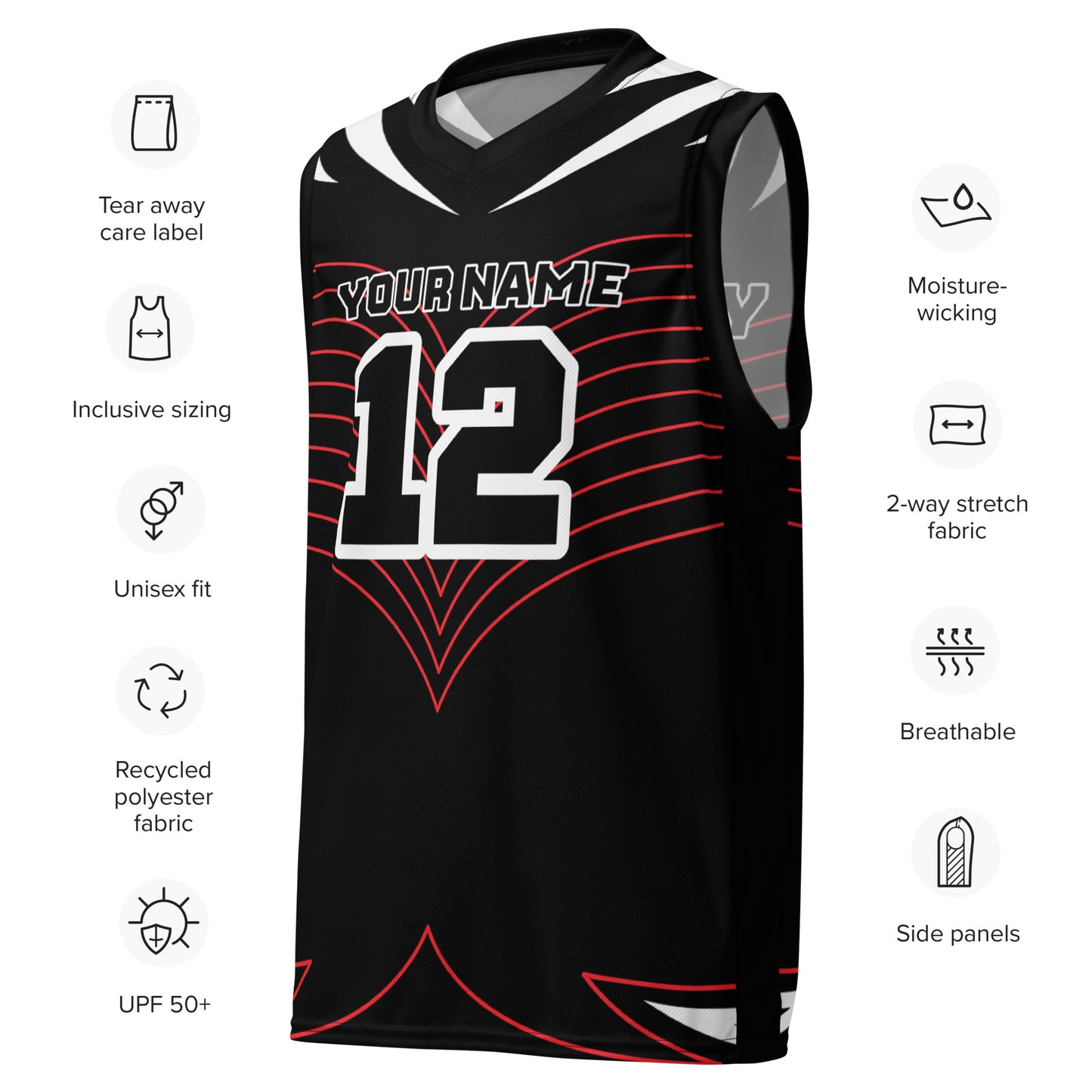 Black and White Colored Print Custom Basketball Jersey