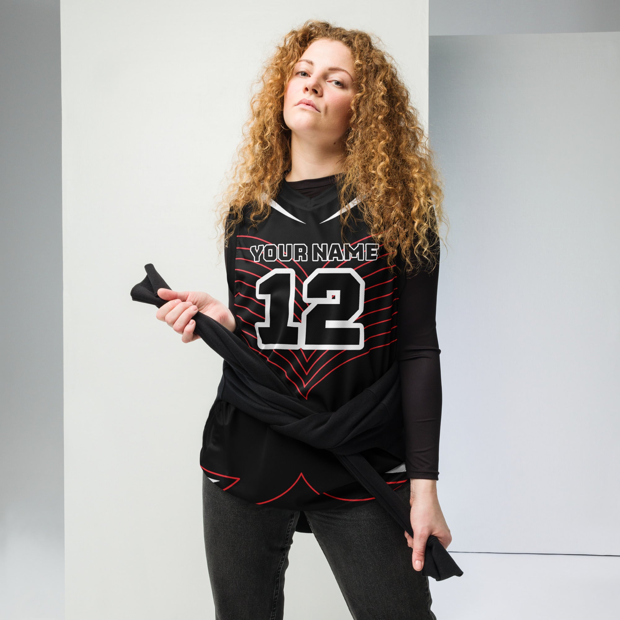 Black and White Colored Print Custom Basketball Jersey