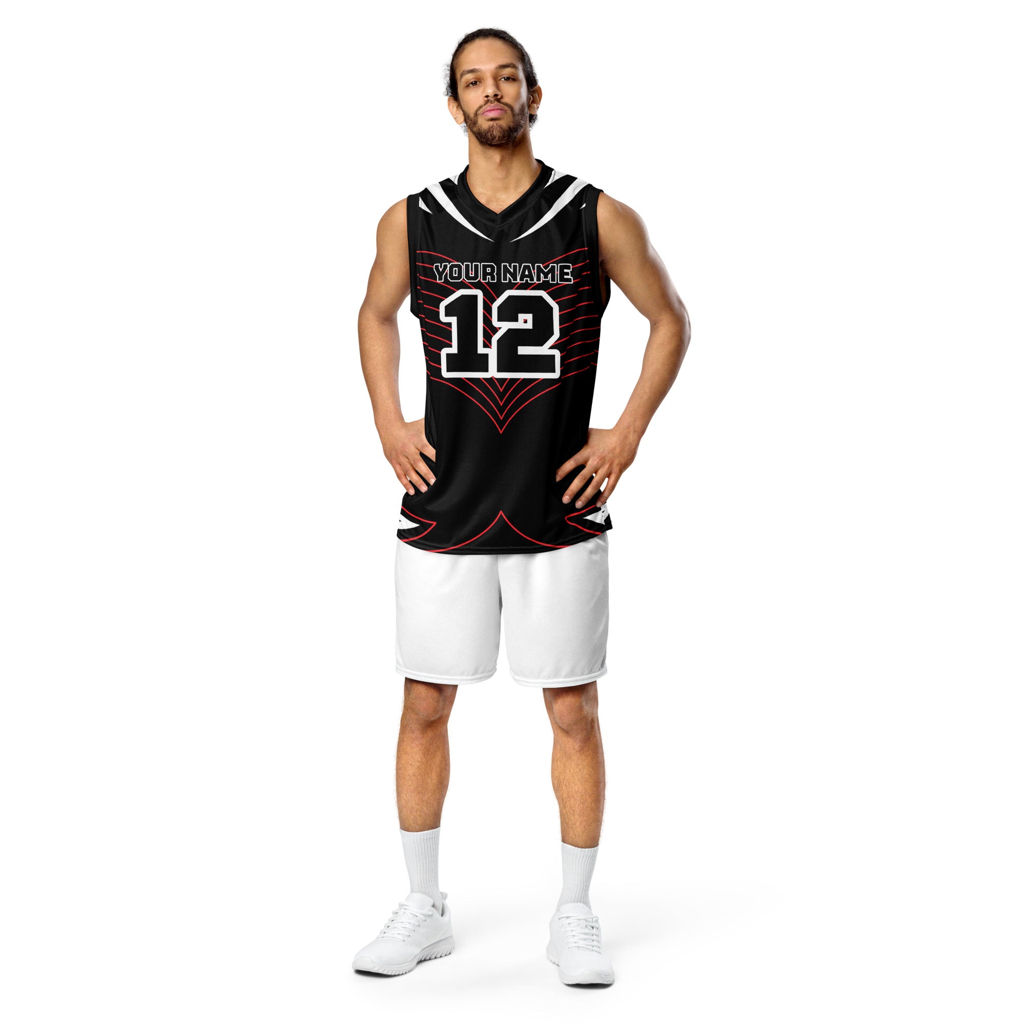 Black and White Colored Print Custom Basketball Jersey