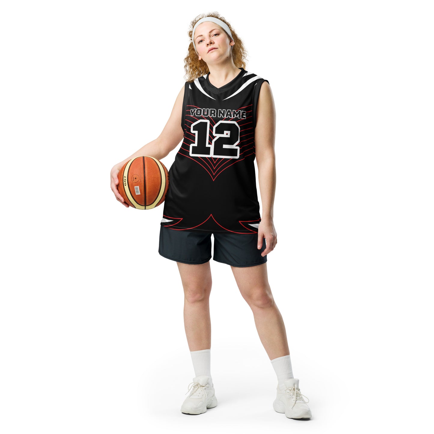 Black and White Colored Print Custom Basketball Jersey