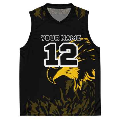 Yellow and Black Bird Print Custom Basketball Jersey