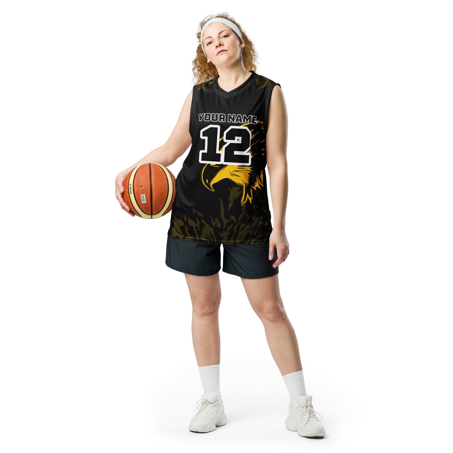 Yellow and Black Bird Print Custom Basketball Jersey