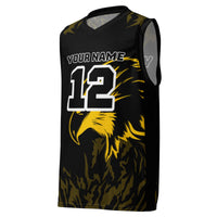 Yellow and Black Bird Print Custom Basketball Jersey