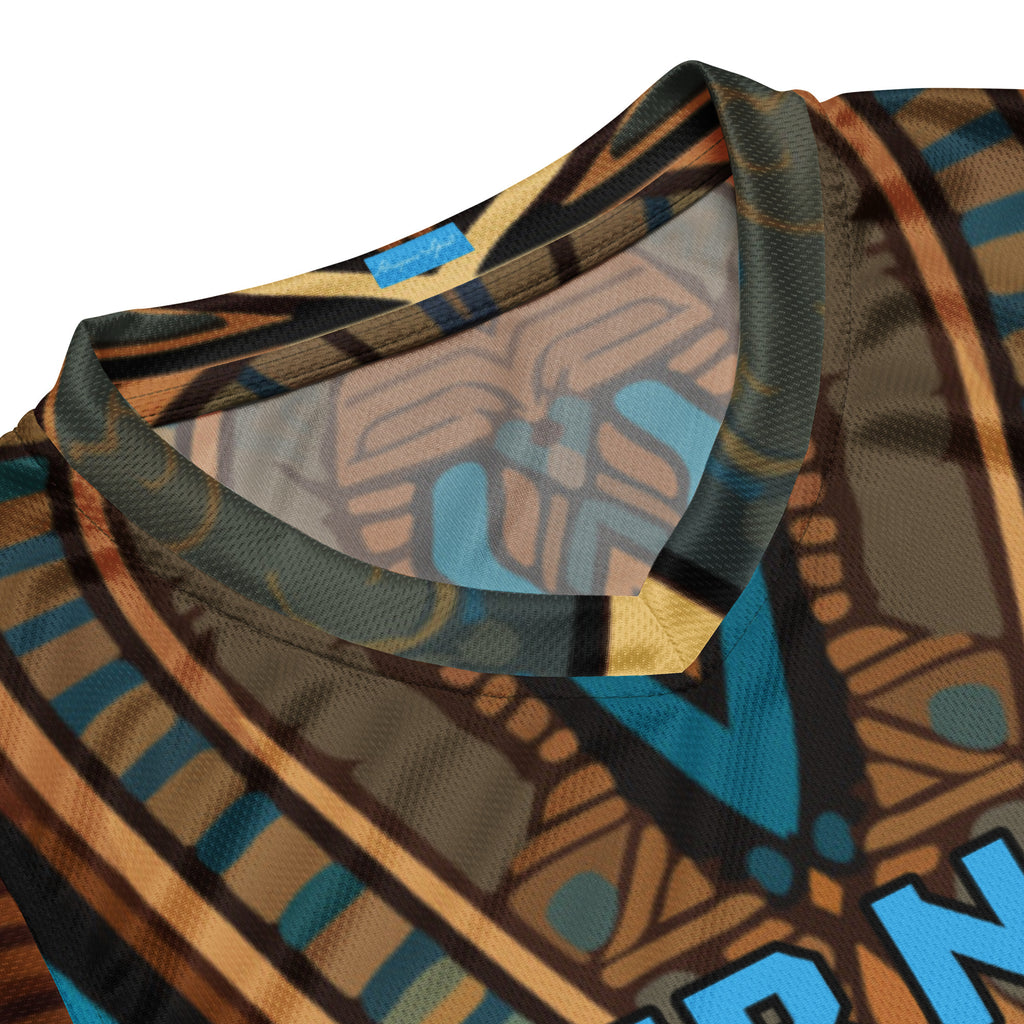 Blue Egyptian Print Custom Basketball Jersey