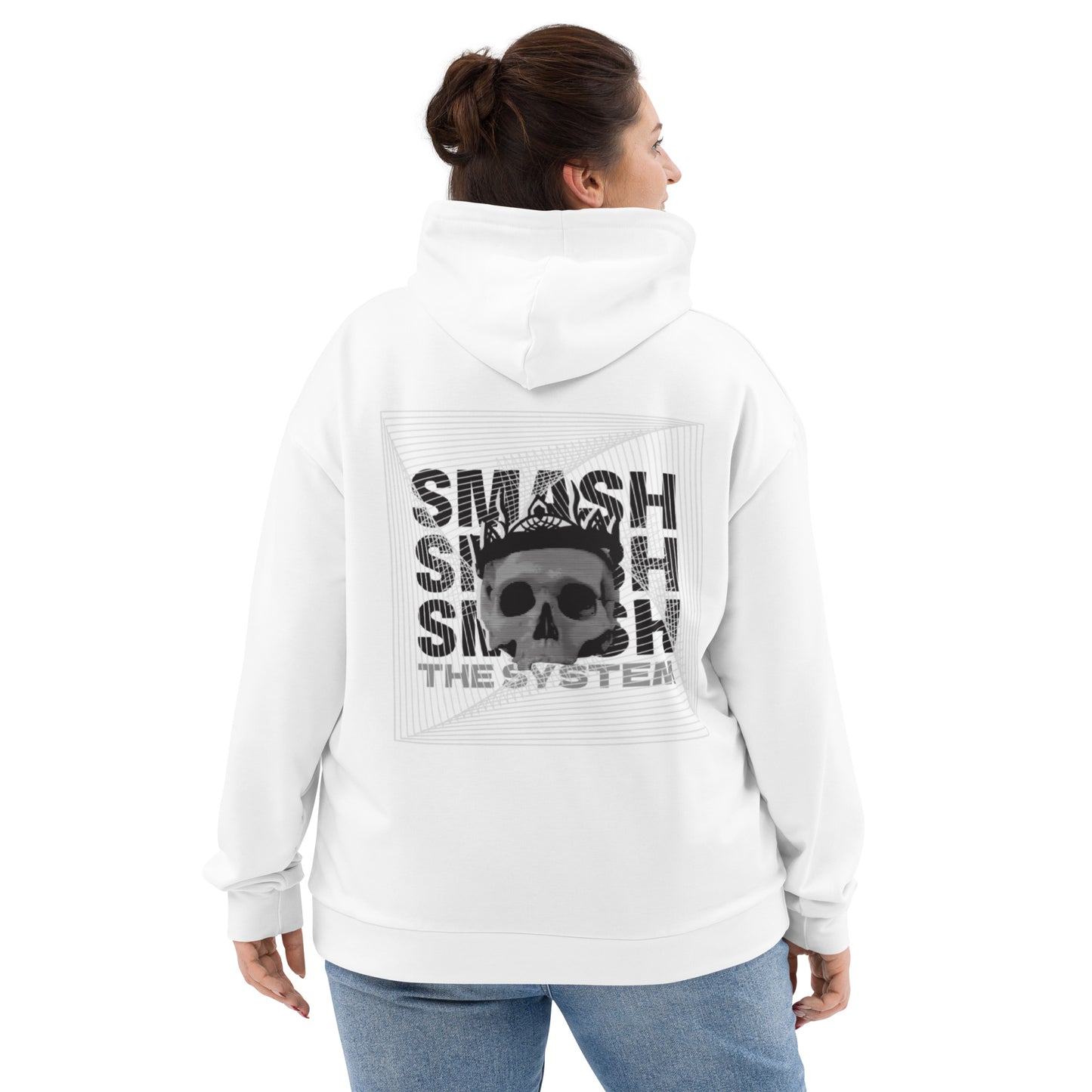 White Smash the System Unisex Hoodie