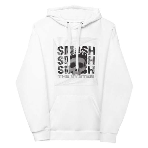 White Smash the System Unisex Hoodie