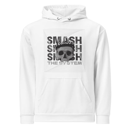 White Smash the System Unisex Hoodie