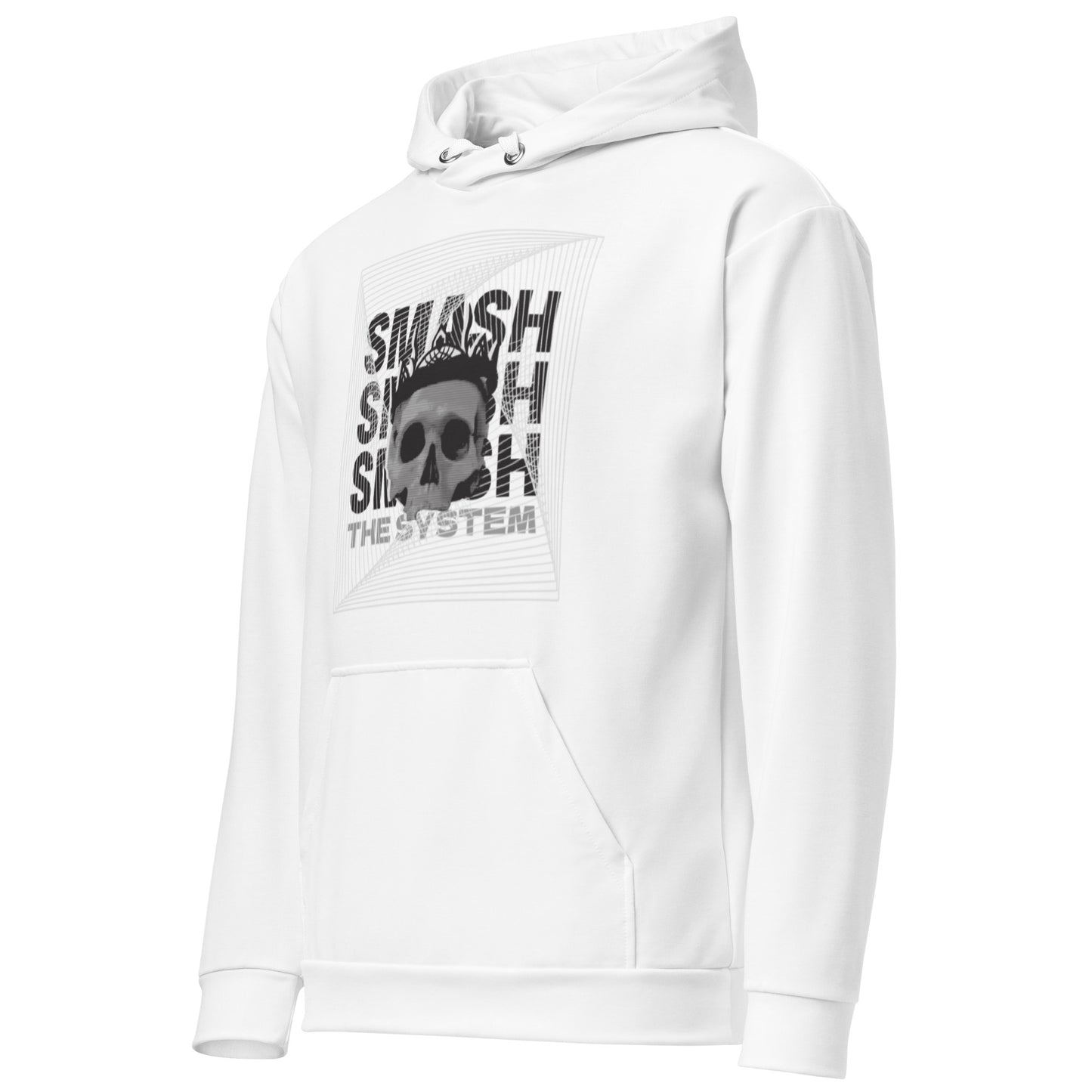 White Smash the System Unisex Hoodie