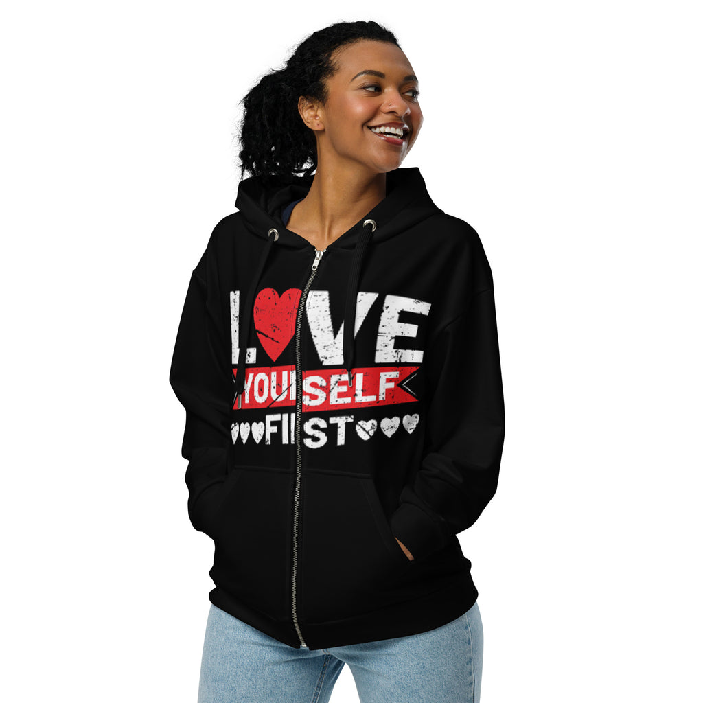 Love Yourself First Unisex zip hoodie