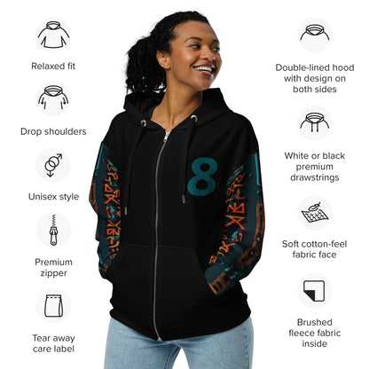 Elev8sion Awareness Egyptian Print Unisex zip hoodie