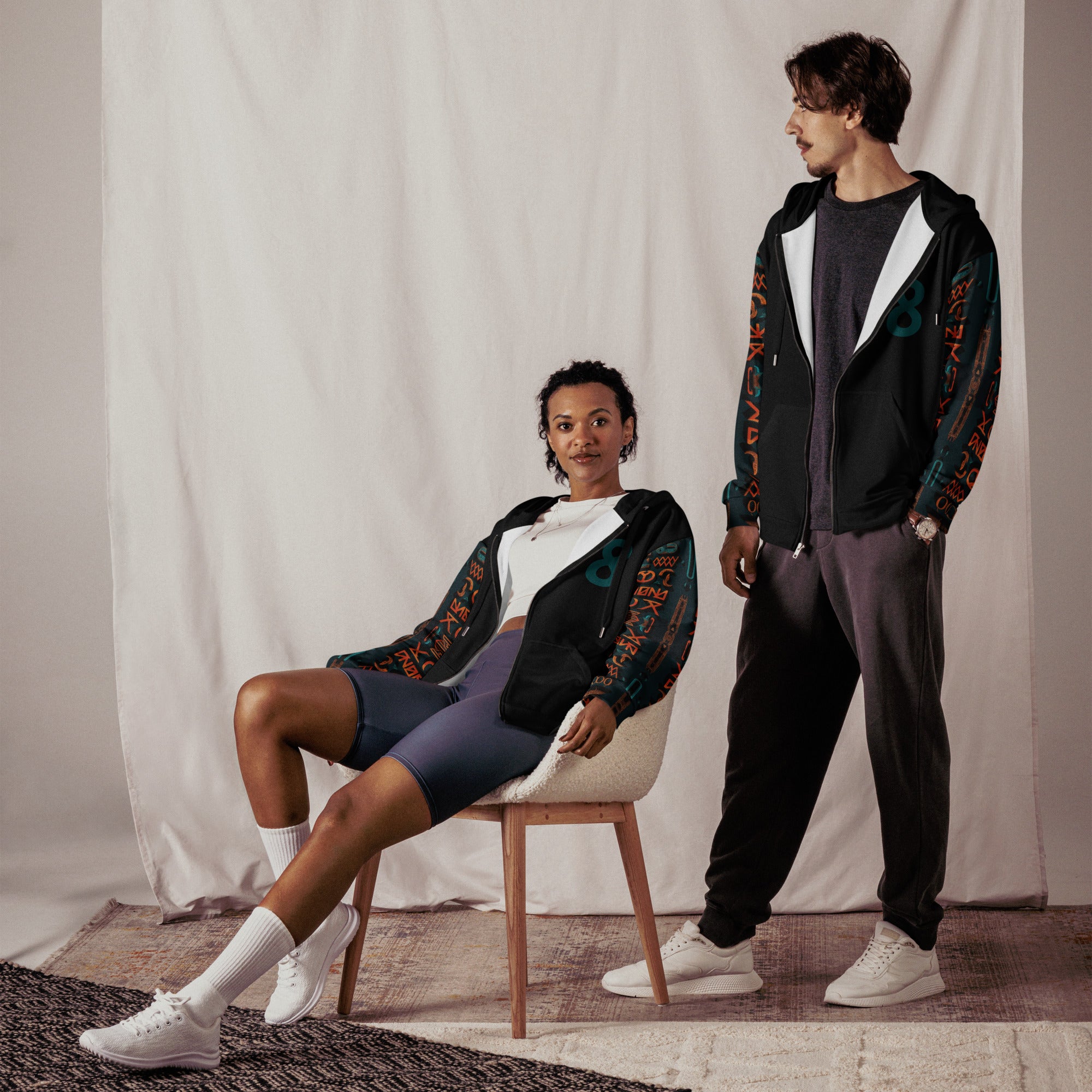 Elev8sion Awareness Egyptian Print Unisex zip hoodie