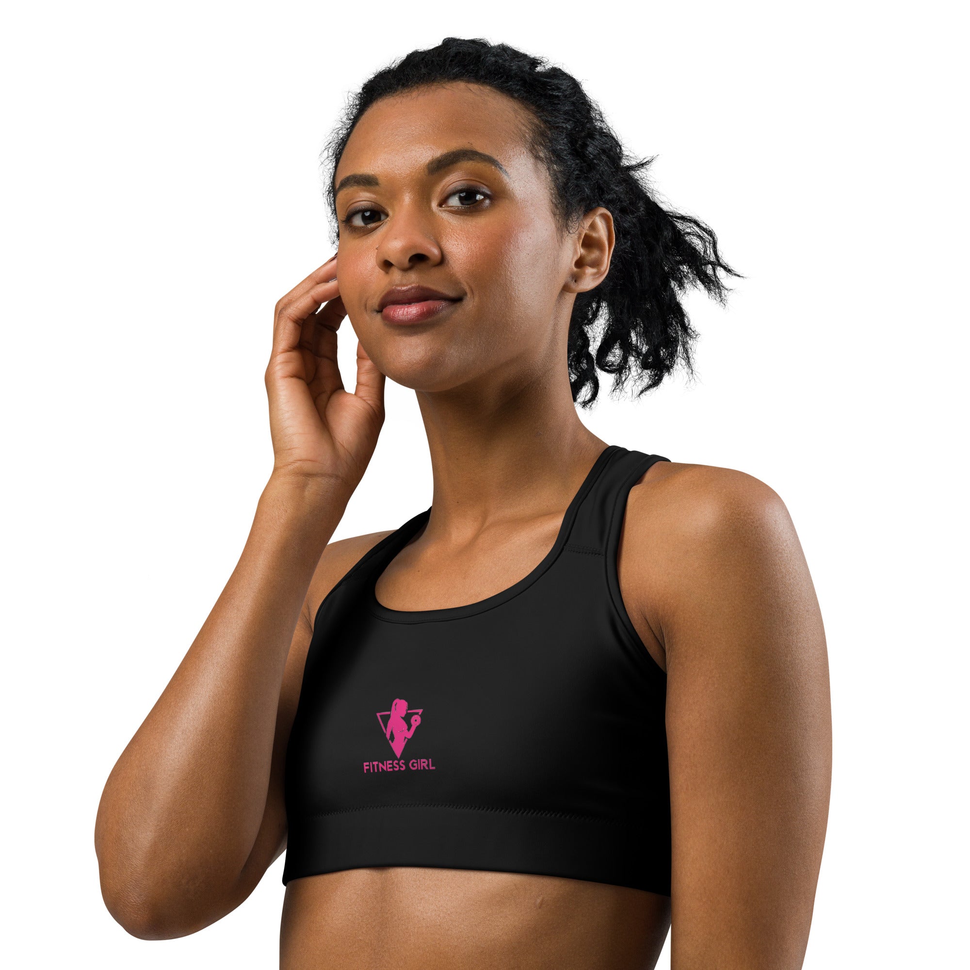 Black and Pink Fitness Girl Sports bra
