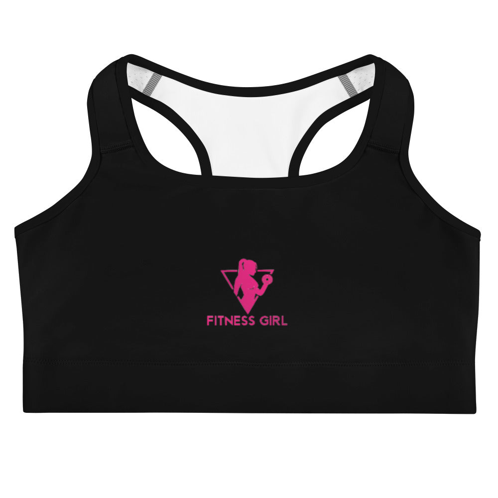 Black and Pink Fitness Girl Sports bra