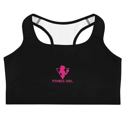 Black and Pink Fitness Girl Sports bra