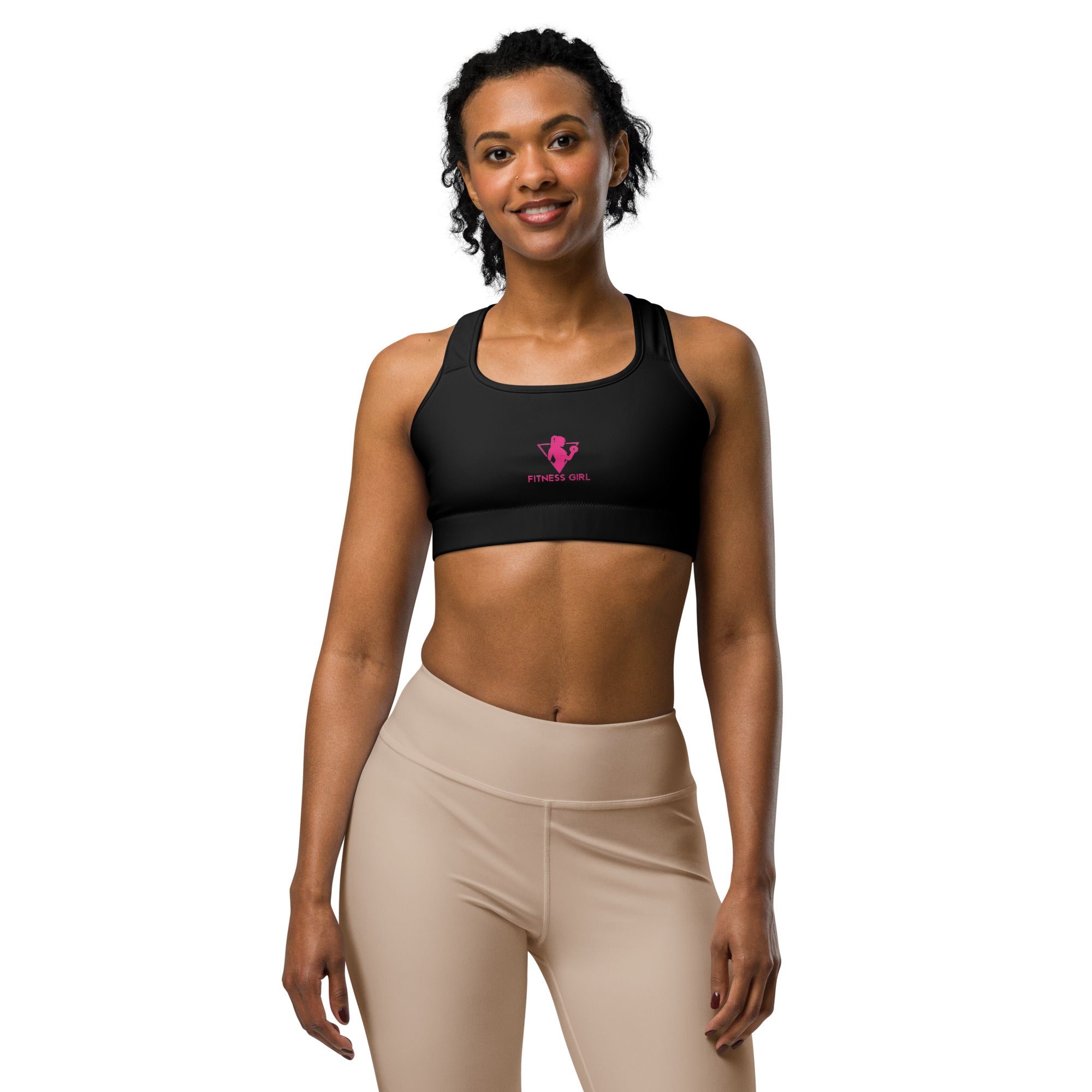 Black and Pink Fitness Girl Sports bra