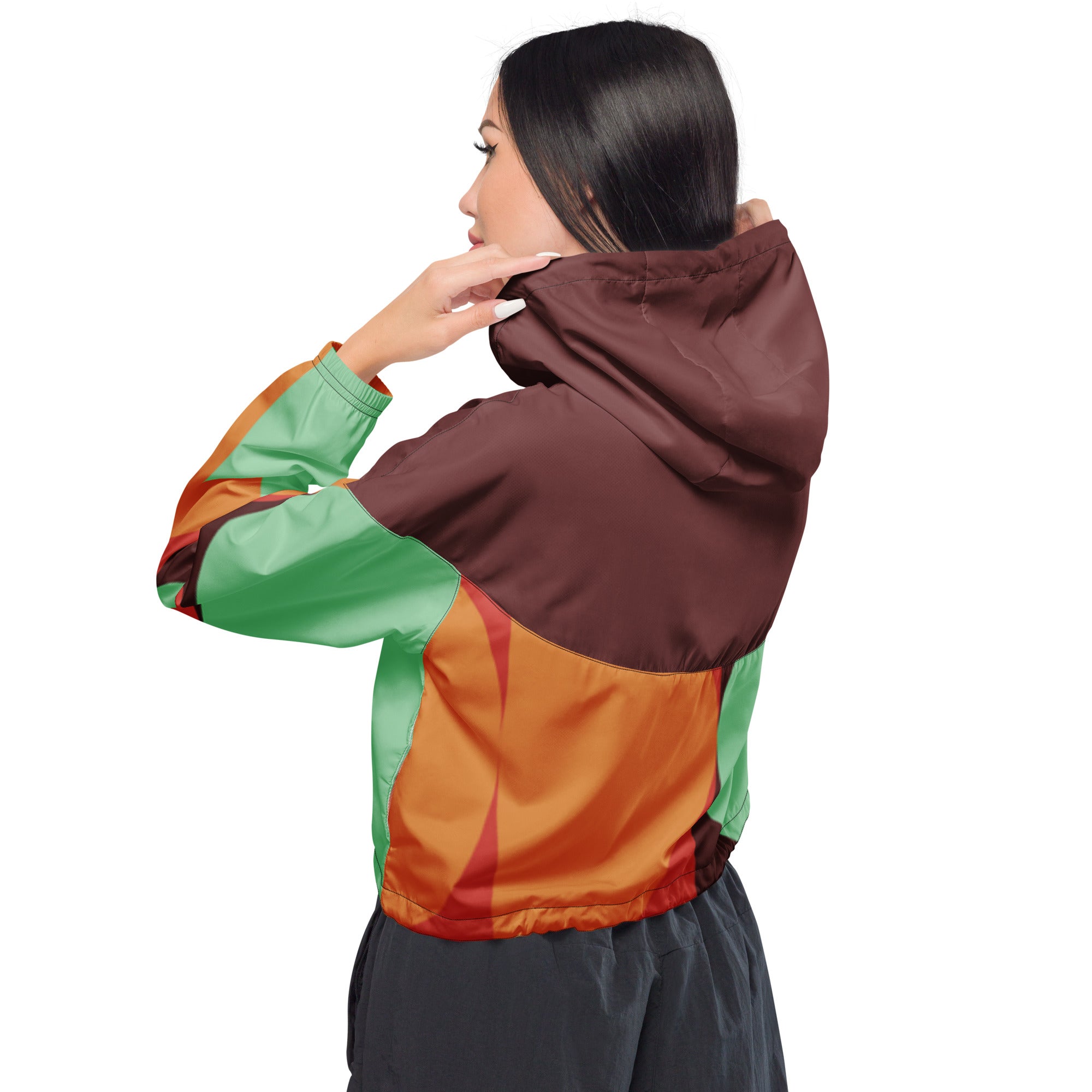 Multi Color Geo Print Cropped Windbreaker