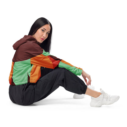 Multi Color Geo Print Cropped Windbreaker