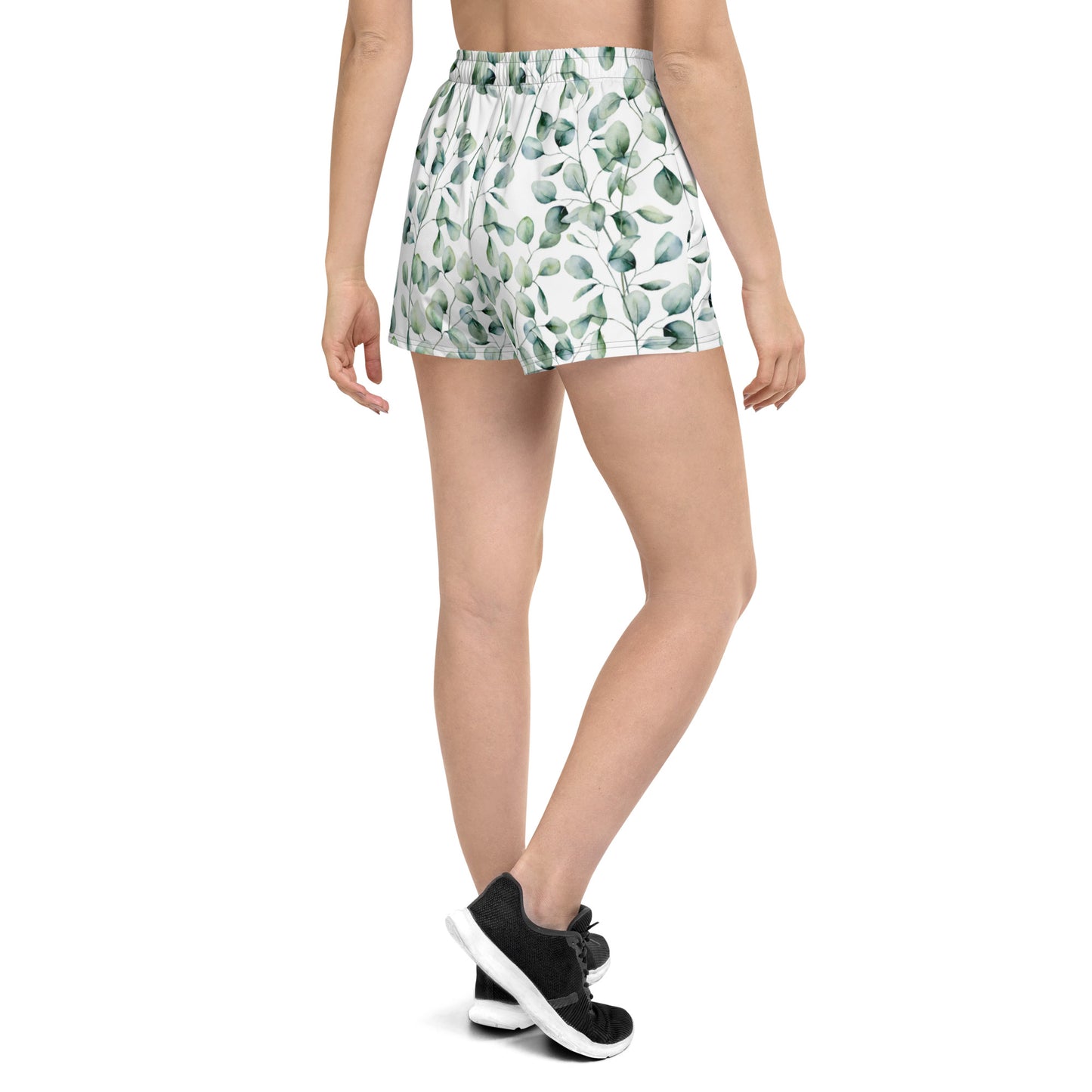 Green Floral Print Women’s Recycled Athletic Shorts