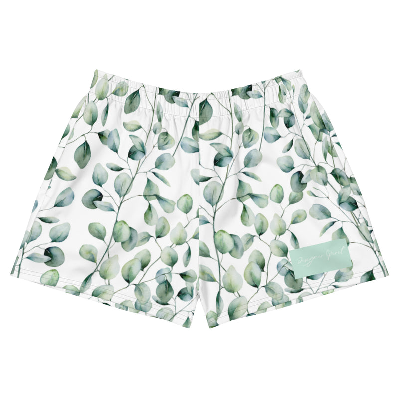 Green Floral Print Women’s Recycled Athletic Shorts