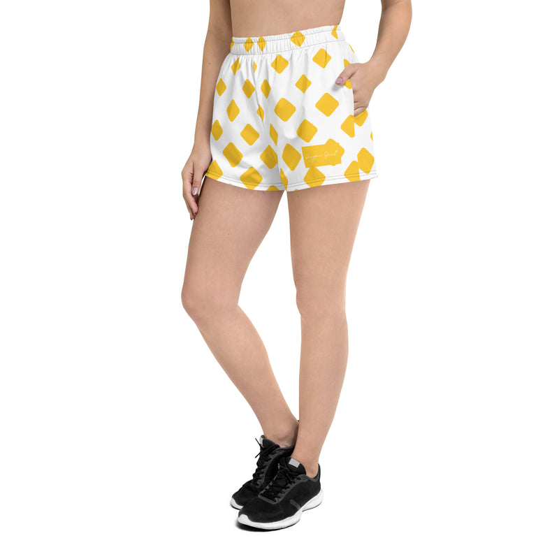 Yellow Print Women’s Recycled Athletic Shorts