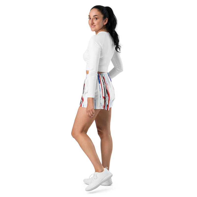 Striped Print Women’s Recycled Athletic Shorts