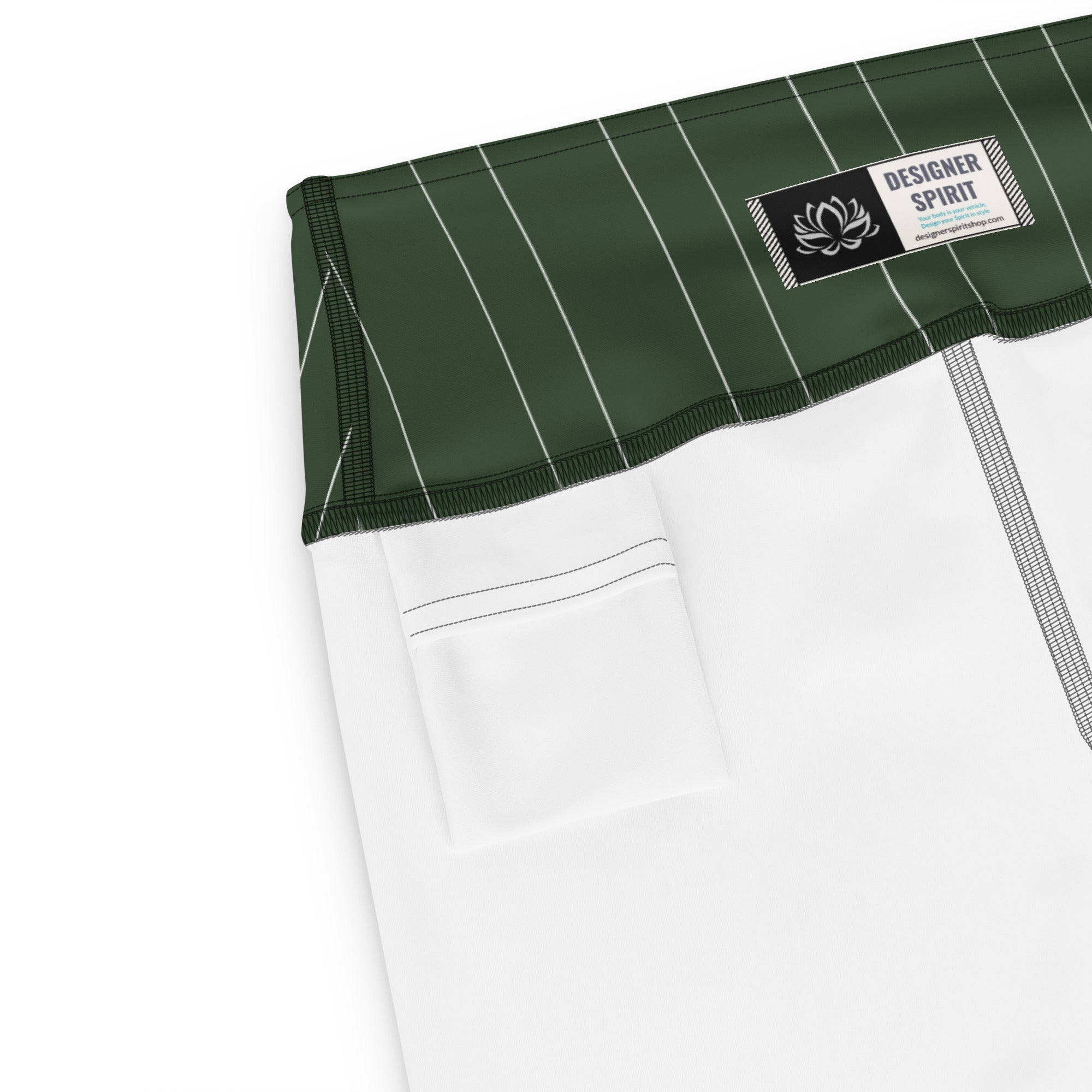 Green Striped Print Yoga Leggings