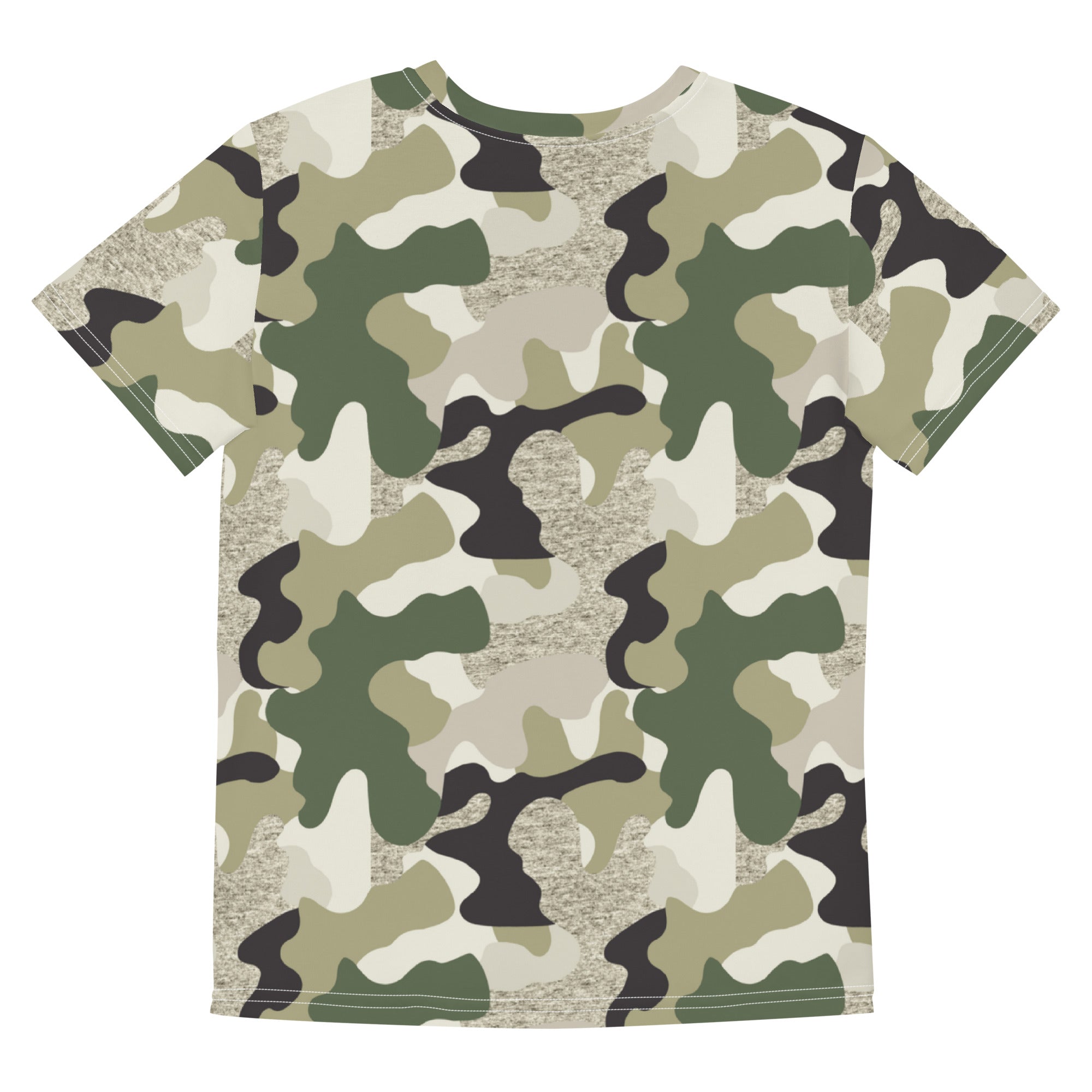 Green Camo Print Youth crew neck t-shirt