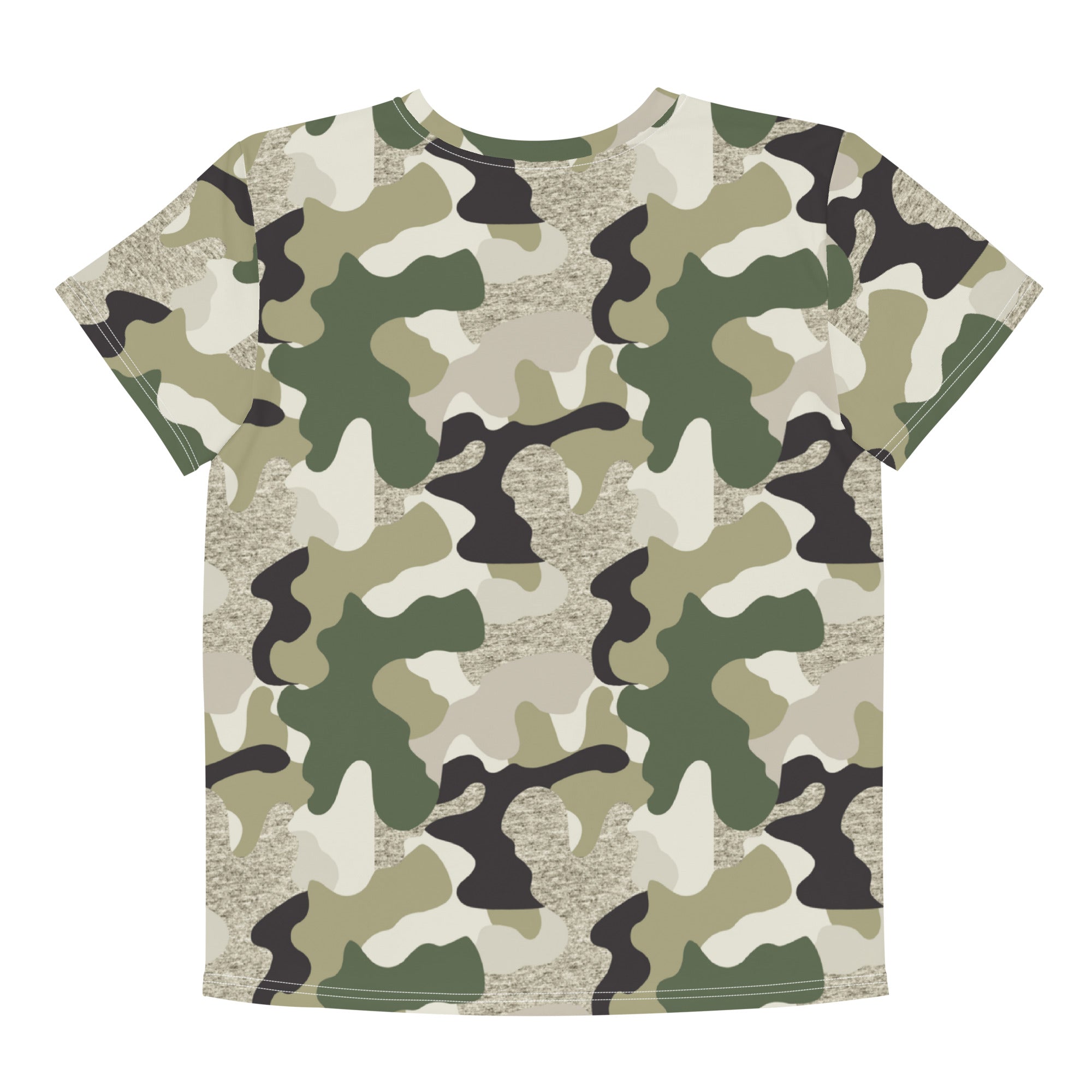 Green Camo Print Youth crew neck t-shirt