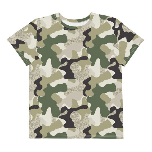 Green Camo Print Youth crew neck t-shirt