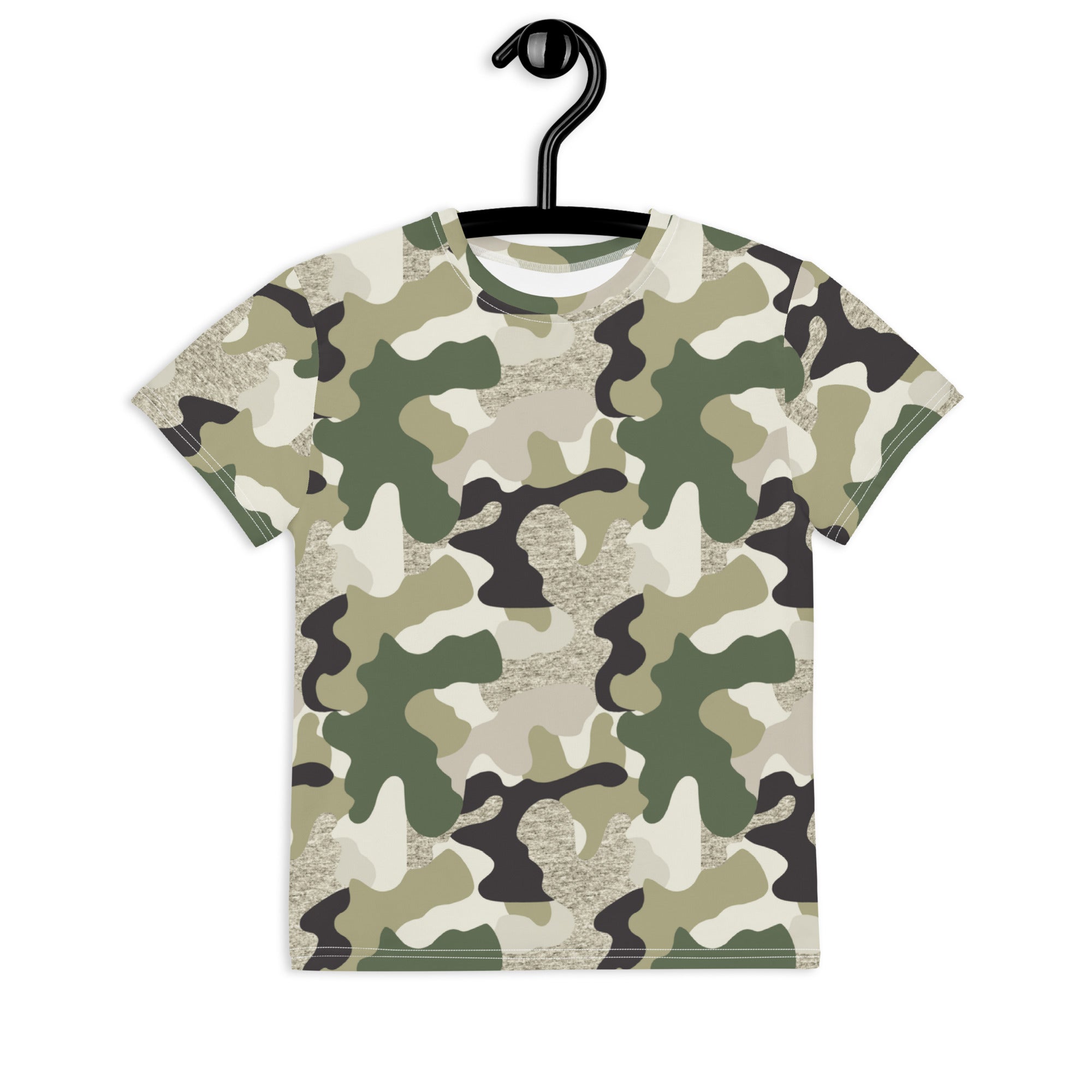 Green Camo Print Youth crew neck t-shirt