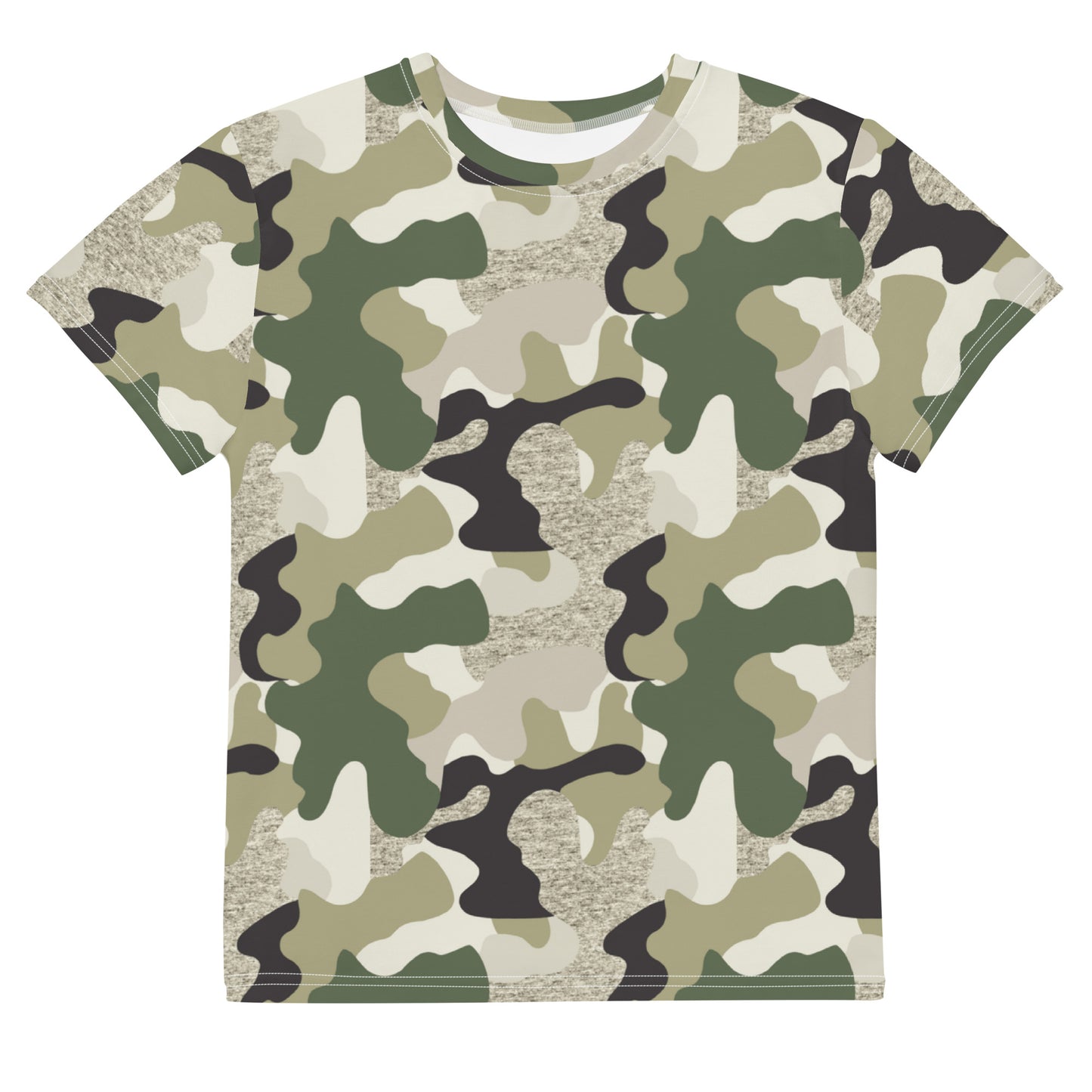 Green Camo Print Youth crew neck t-shirt