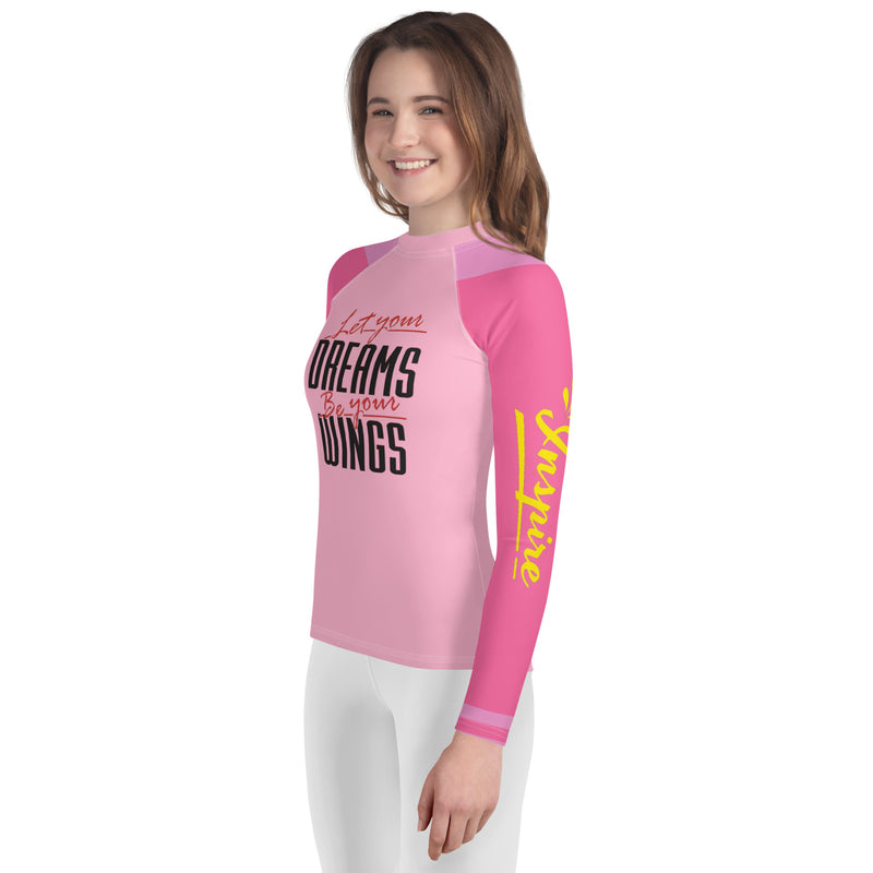 Let Your Dreams Be Your Wings Youth Rash Guard