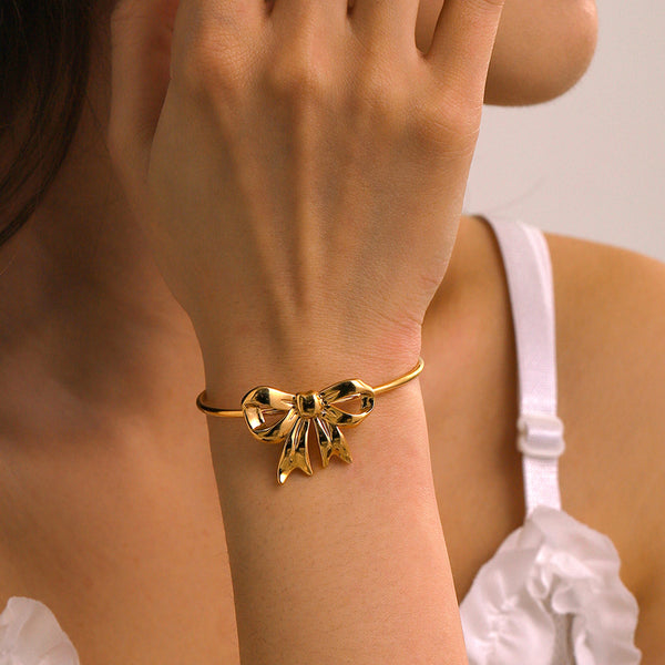 18K Gold-Plated Stainless Steel Bow Bracelet