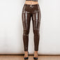 Brown Multi-Zipper Biker Pants