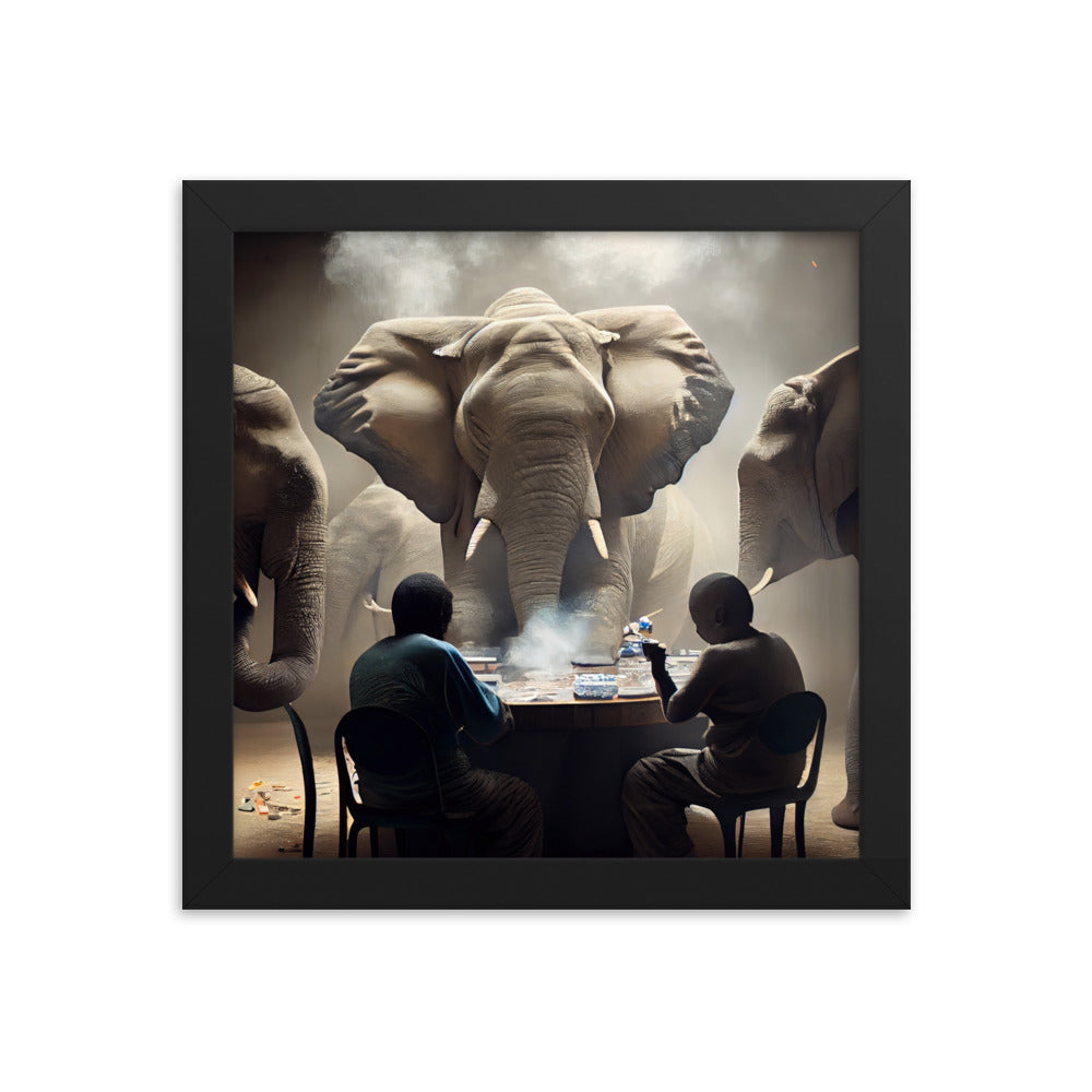 Elephants Playing Poker Framed Poster #3