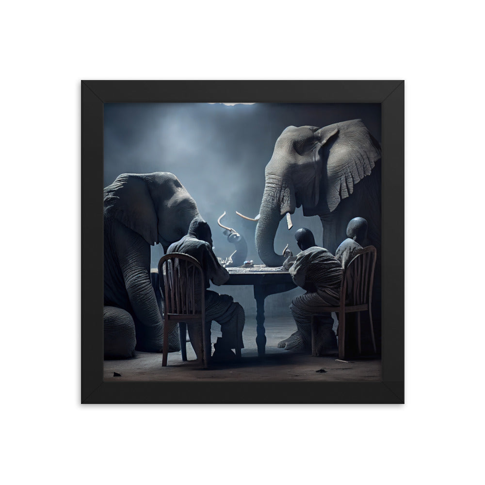 Elephants Playing Poker Framed Poster #2