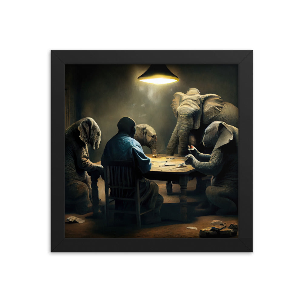 Elephants Playing Poker Framed Poster #1